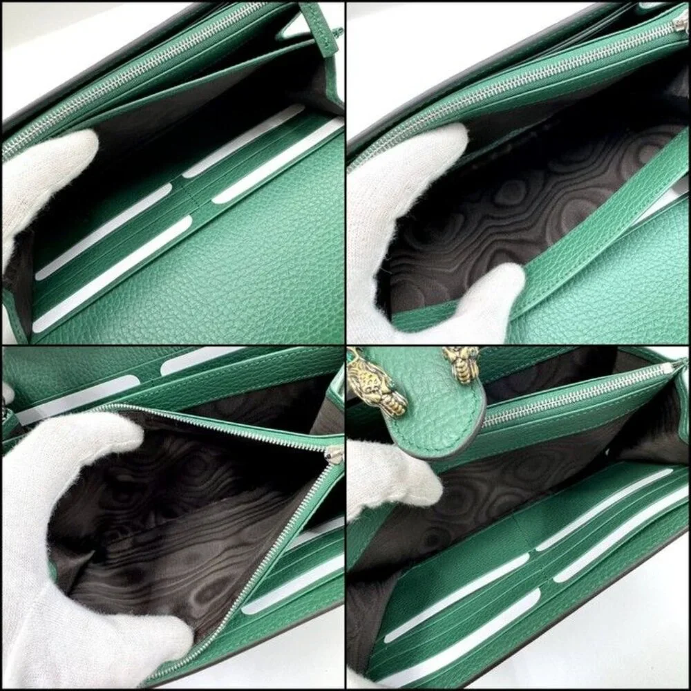 Gucci Dionysus Chain Wallet Leather Green Silver - Picture 9 of 9